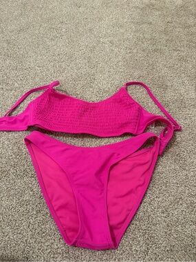 Smocked Hot Pink Women's Two-Piece Bikini Set